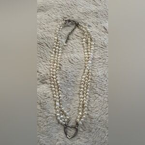 Vintage Adina Reyter for Love Earth Seed Pearl Necklace With Sterling Heart